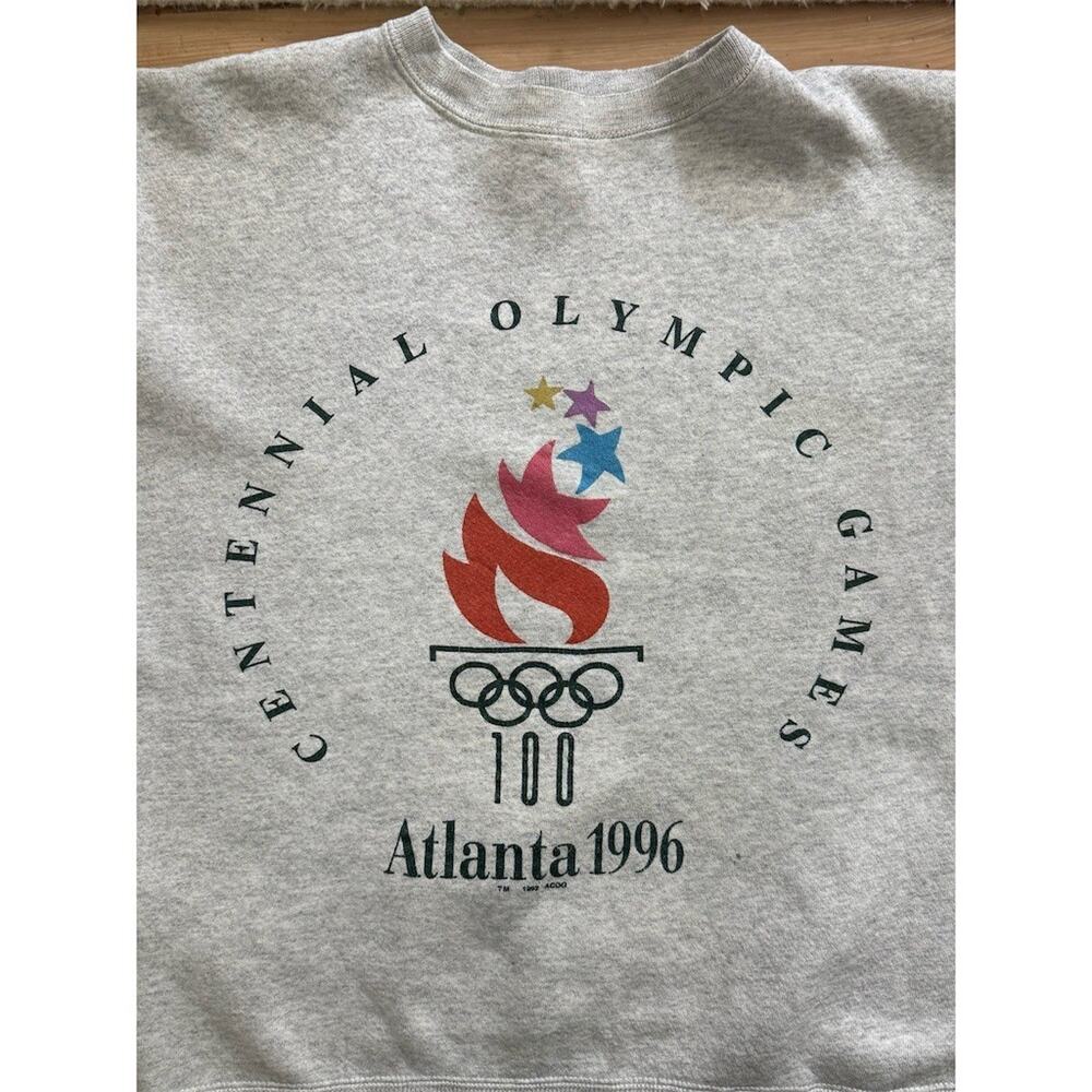 Atlanta 1996 Centennial Olympics Crewneck Champion Sweatshirt Mens M Gray